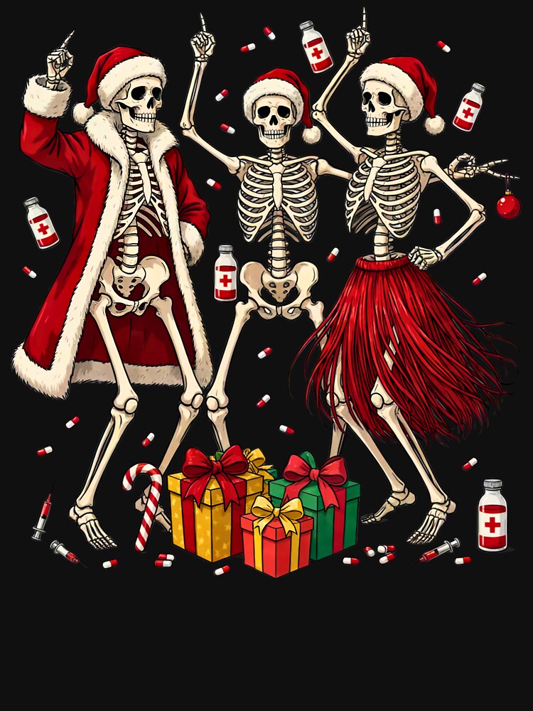 Funny Medical Skeletons Dancing Nurse Christmas Party by DYAFLK