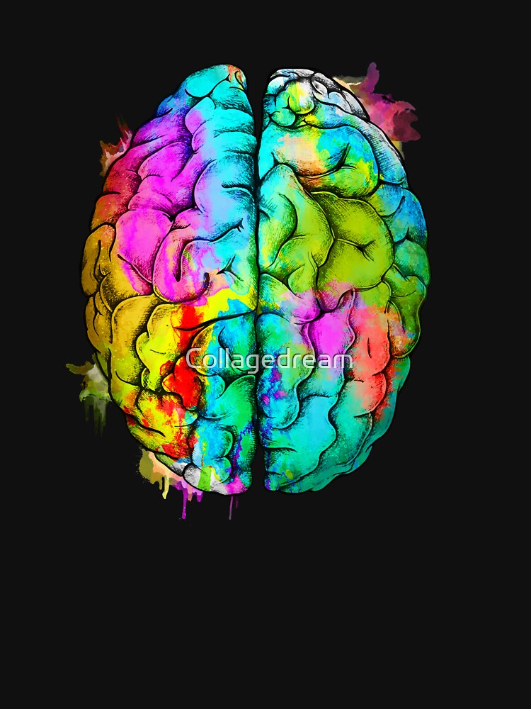 Watercolor Mental health frontal brain art psychology colorfull by Collagedream