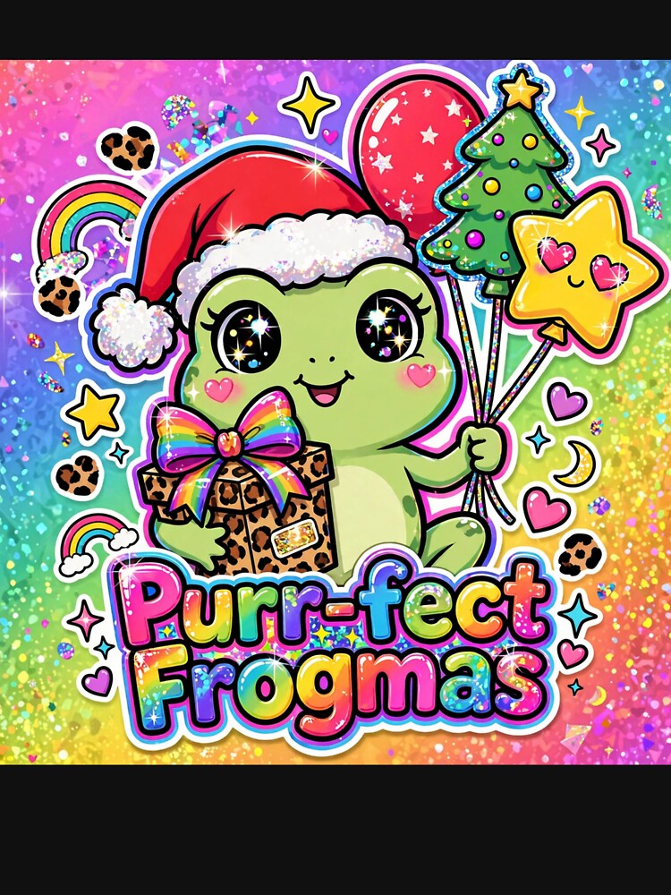 Lisa Frank Christmas Frog Purrfect Frogmas Neon 90s Retro by HealingEraInk