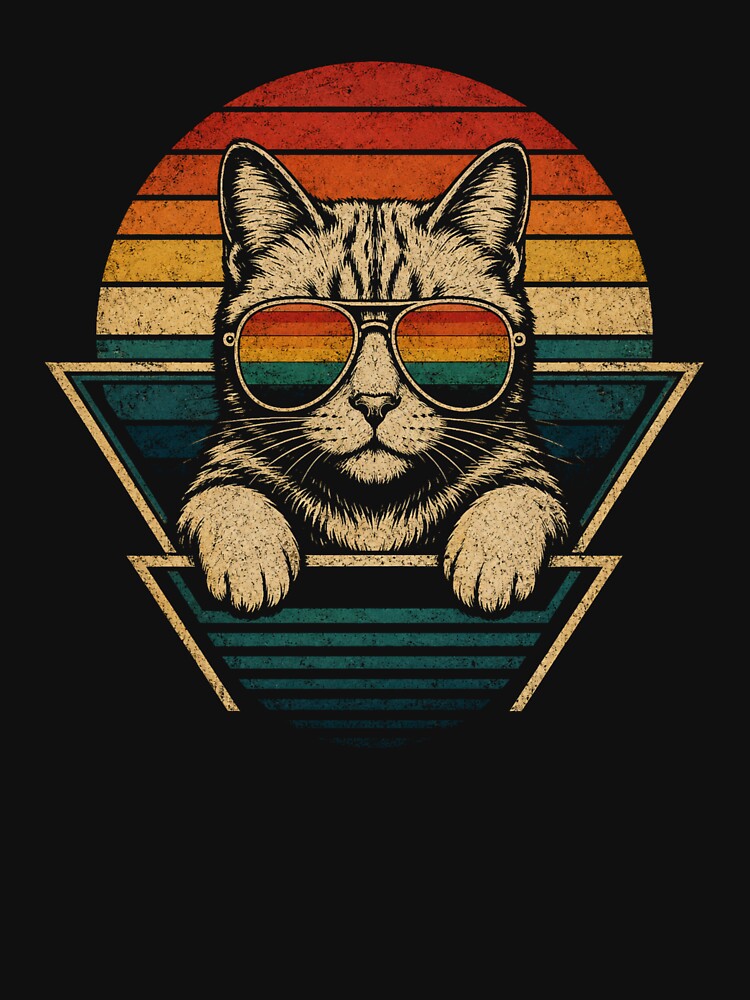 Retro Cat Sunglasses Vintage Sunset Triangle by Moizento