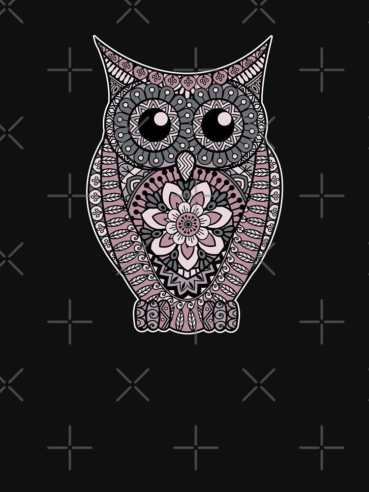 Owl Zentangle in Shades of Pink And Grey by madtoyman