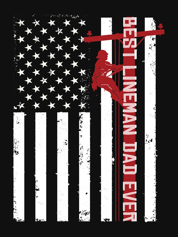 Vintage USA Best Lineman Dad Ever American Flag Father's Day T-Shirt by TeeSumody