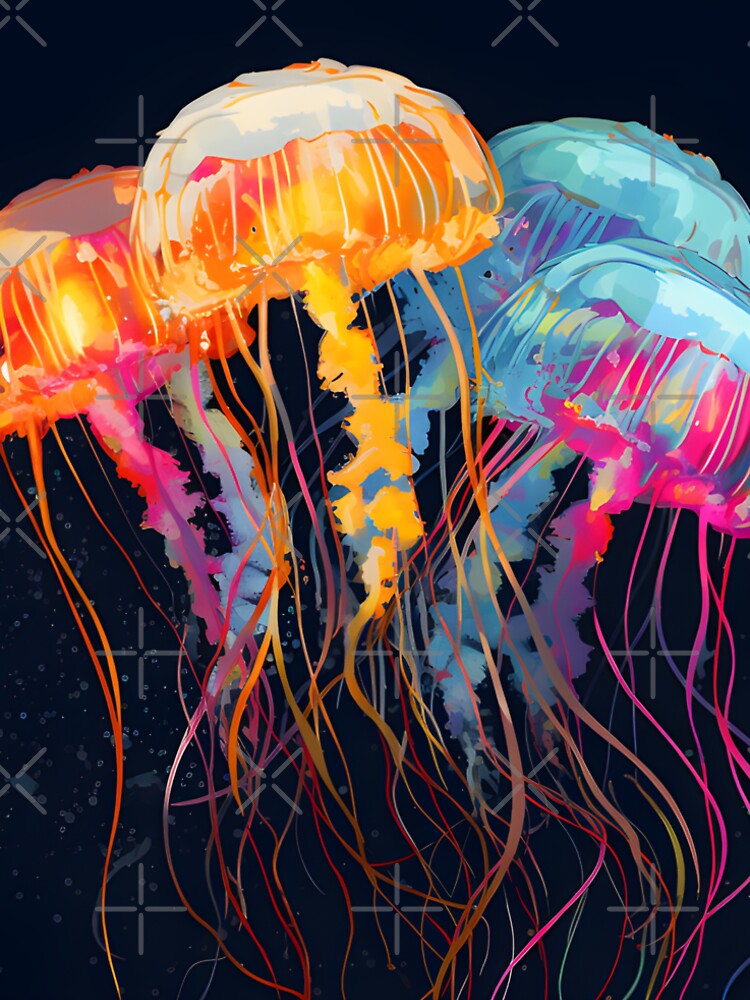 Jellyfish Poster - Dark Ocean Sea Life Aesthetic Art - deep Sea Marine Wall Decor by ArtFireGallery