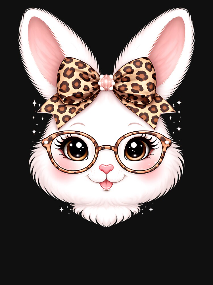 Cute Easter Bunny Leopard Coquette Bow Rabbit Women Girls Kids by clothesy7