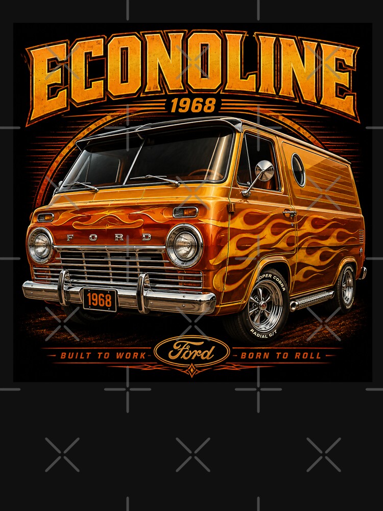 1968 Ford Econoline Classic Van American Road Culture Vintage Art by TheArtOfCar