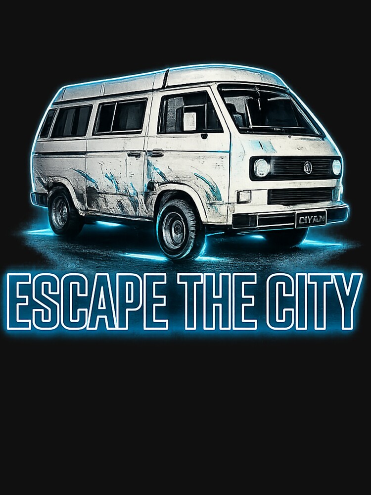 Escape The City Cyberpunk Neon Van Streetwear Graphic by Tel A Pet