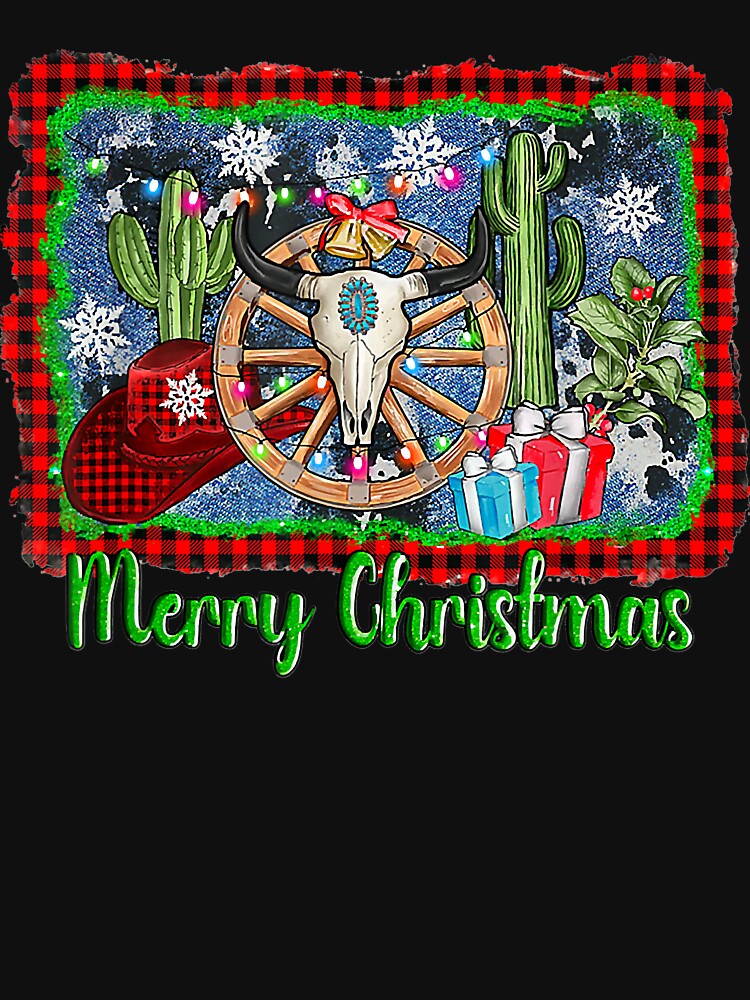 Western Woodens Wheels Bull Skull Funny Christmas by DaylanSweep