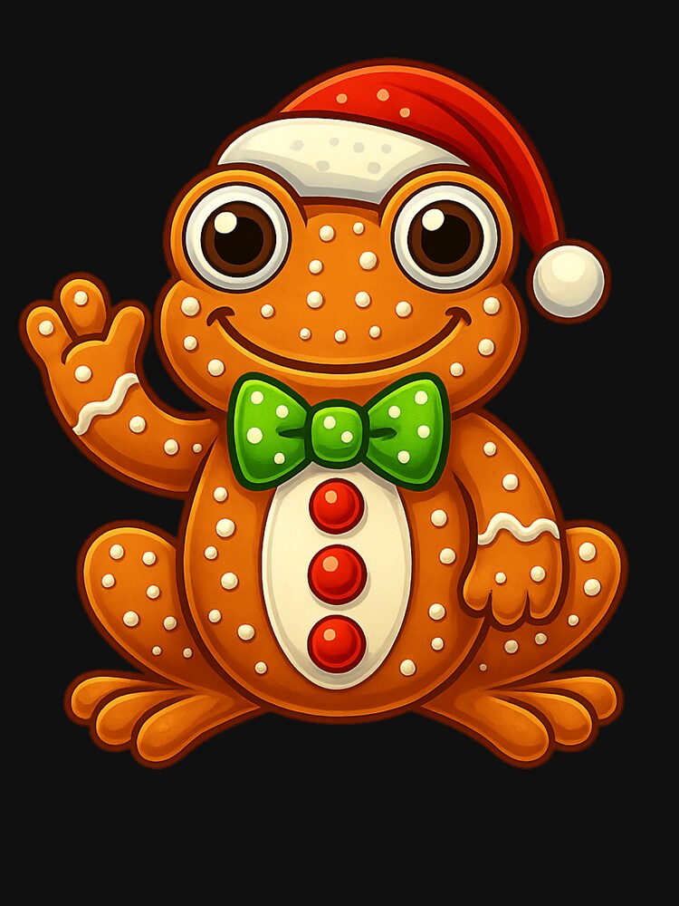 Gingerbread Frog Cute Christmas Cookie Funny Frog Santa Hat by haitrieuic96