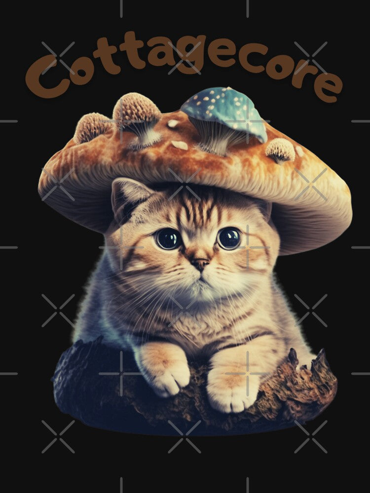 Cottagecore Aesthetic cat Mushroom hat cute cat lovers cat by Sisi Design⭐⭐⭐⭐⭐