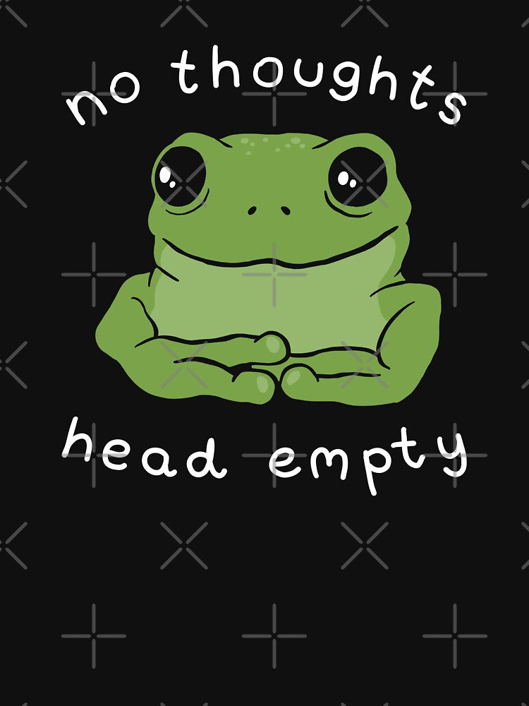 No Thoughts Head Empty Frog Meme: A Cute Mental Health Aesthetic with a Sad Big Eyed Kawaii Toad as a Green Froggy Face by MinistryOfFrogs