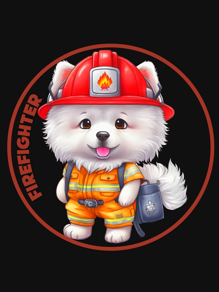 Firefighter, sweet samoyed by HarriPaloma