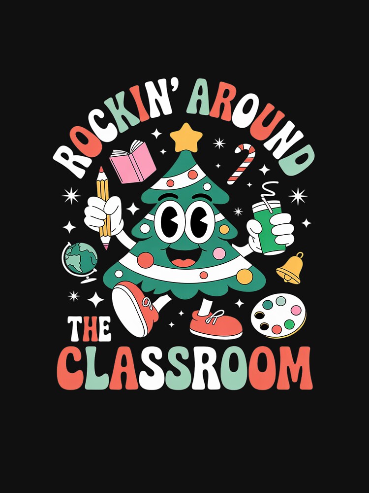 Groovy Rocking Around Classroom Teacher Christmas Tree Cake by MarkLeedsArt