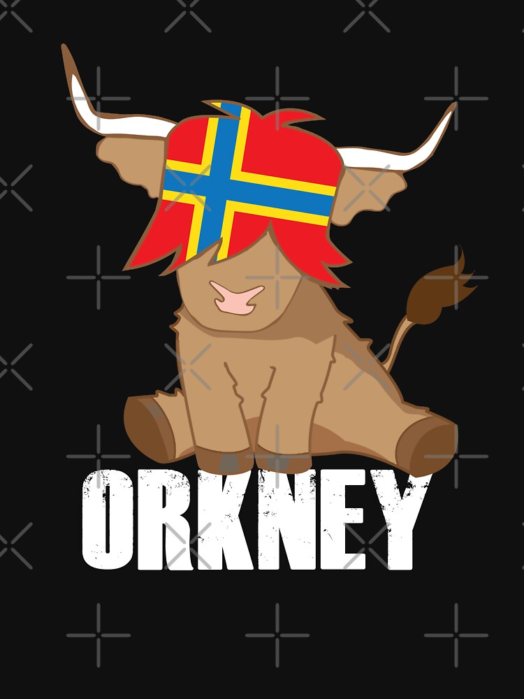 Isle of Orkney flag gift scottish highland cow cute hairy cow by Ayelandco
