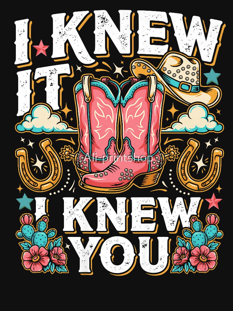 Pink Cowboy Boots Western Music Lyrics Distressed Vintage by Ali-printshop