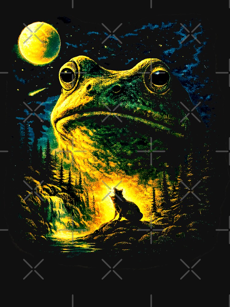 Retro Vintage Frog Howling to the Moon by AddlPoolart