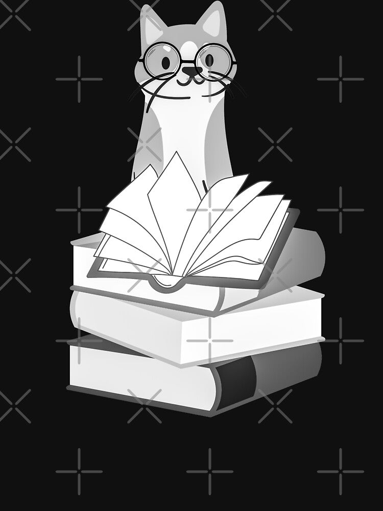 Book Lover Cute Cat Lover With Pile Of Books by BellaVille