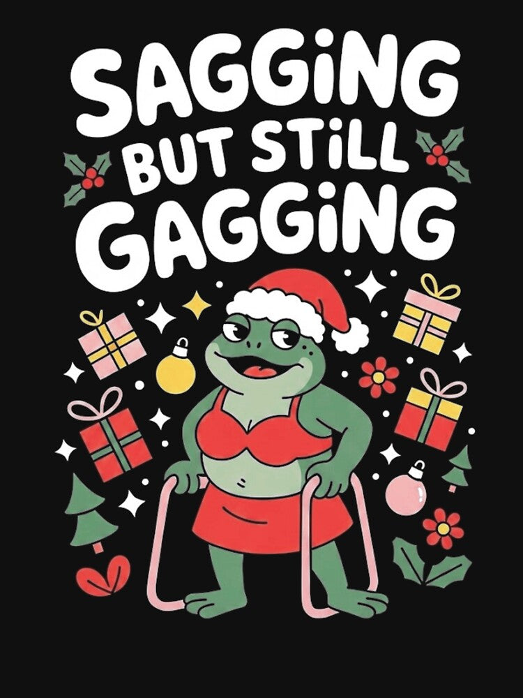 Funny Sagging but Still Gagging Christmas Frog Grandma by MiALopezArt