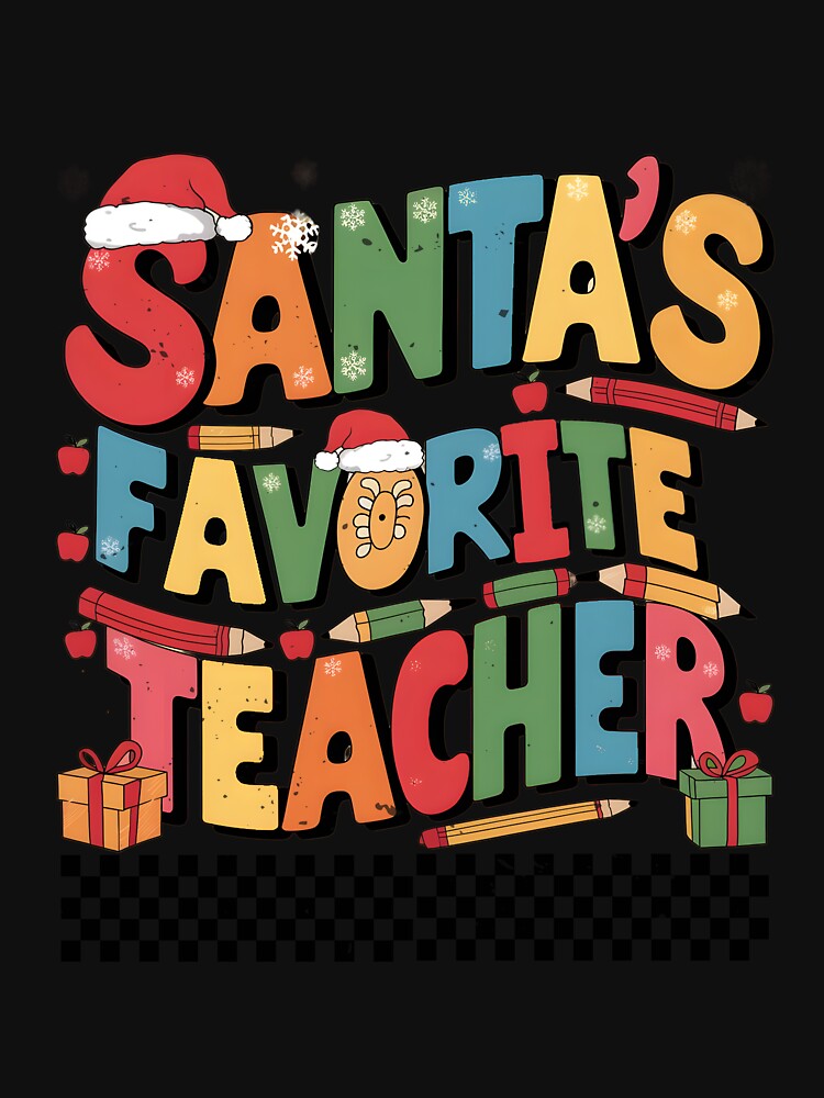 Santa's Favorite Teacher Christmas Retro Groovy Xmas Women by clothesy7