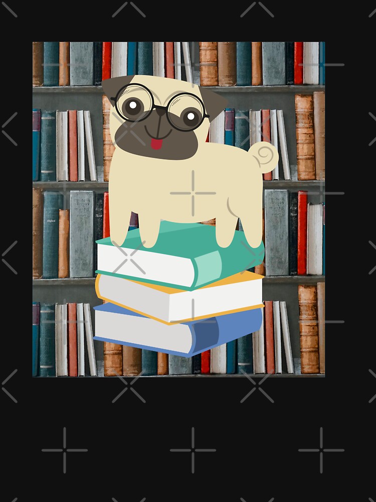 Book Lover Cute Puppy With Pile Of Books by BellaVille
