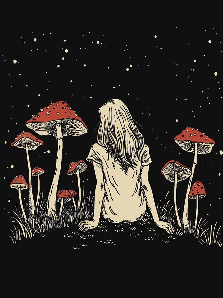Mushroom Forest Girl Fairycore Vintage Cottagecore Aesthetic by KristenSophie