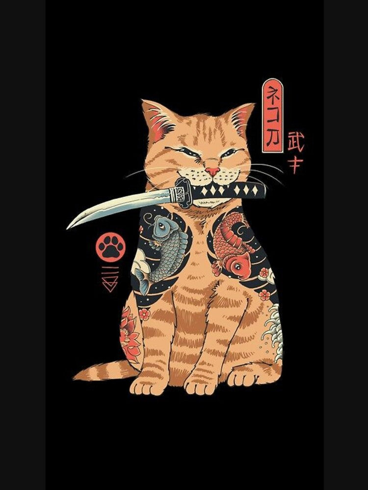 Yakuza, Catana, Cat, Meow, Oren, Samurai, Jepanes, Art, Anime, Aesthetic, Cute by Nashaz
