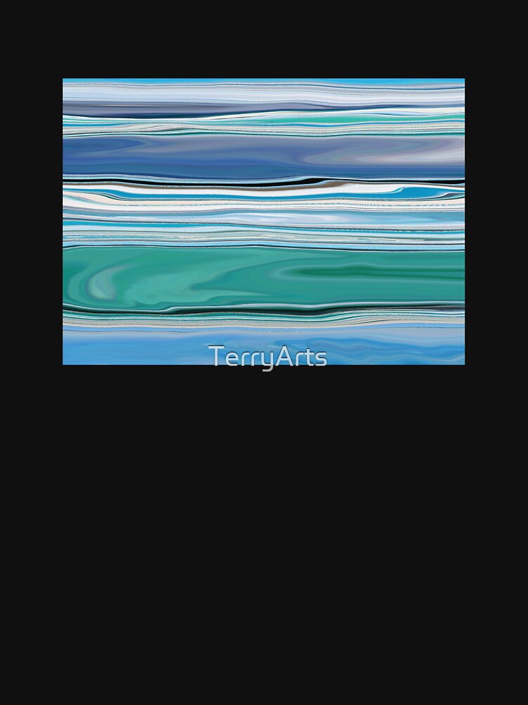 Ocean Abstract Horizontal Stripes Beachy Vibes Beach House Décor Art 5 of 20 by Beachy