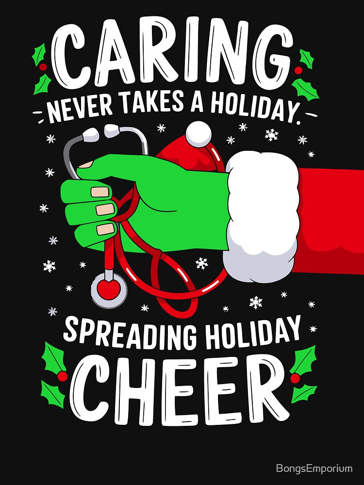 Funny Public Health Nurse Christmas with Stethoscope and Santa Sleeve by BongsEmporium