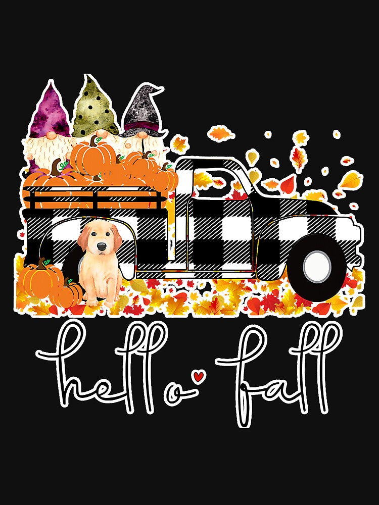 Hello Fall Pumpkin Truck Gnomes Dog by YesterDayCheck