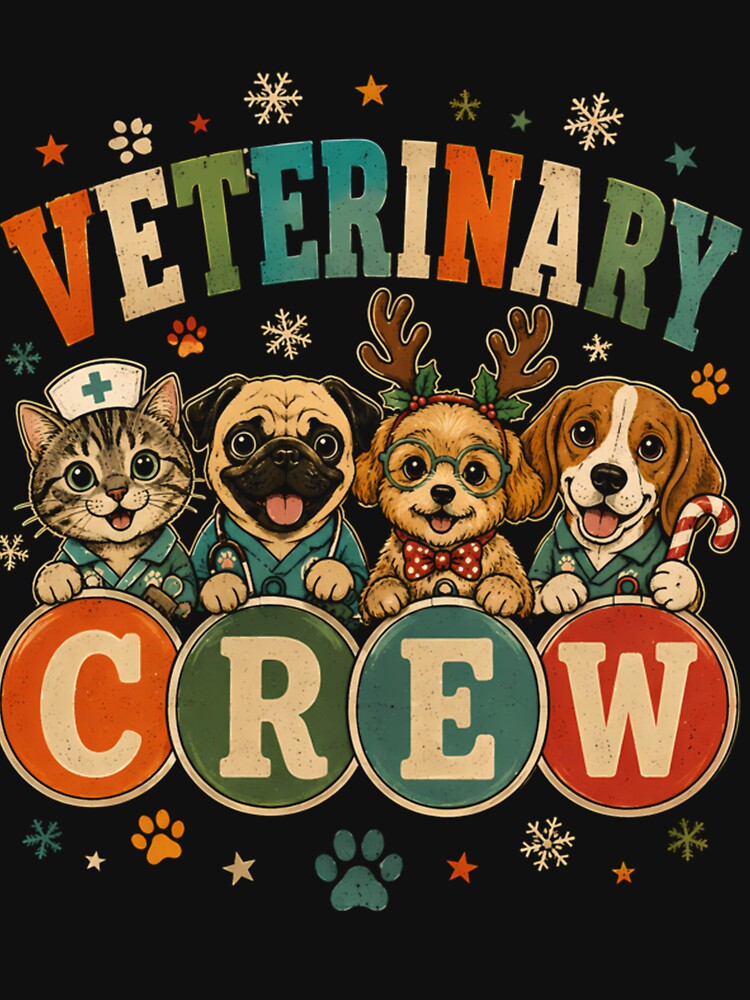 Veterinary Crew Vet Tech Veterinarian Christmas Animals Scrub by abig-eiyana