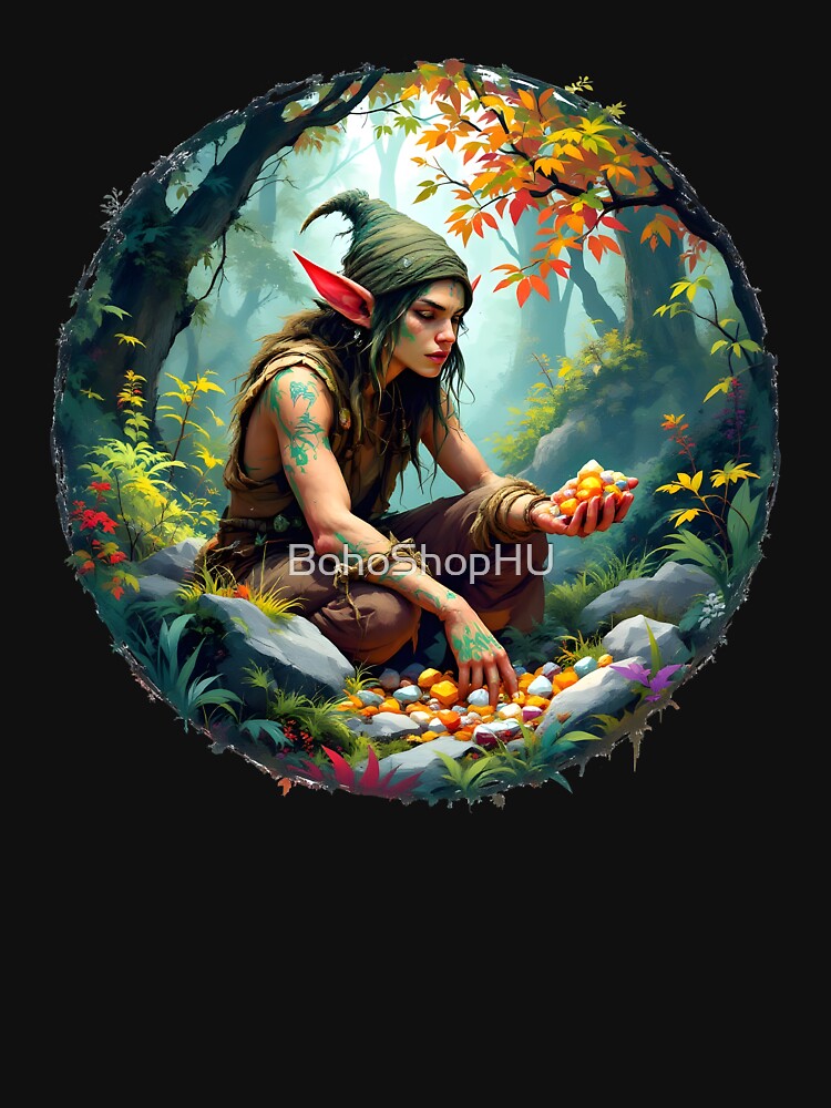Forest elf collecting gems by BohoShopHU