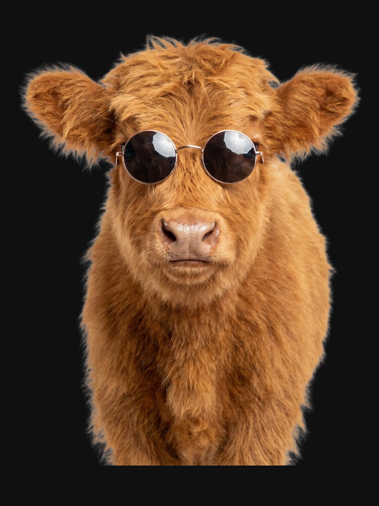 Cute Baby Highland Cow Wearing Sunglasses Funny by RareLavender