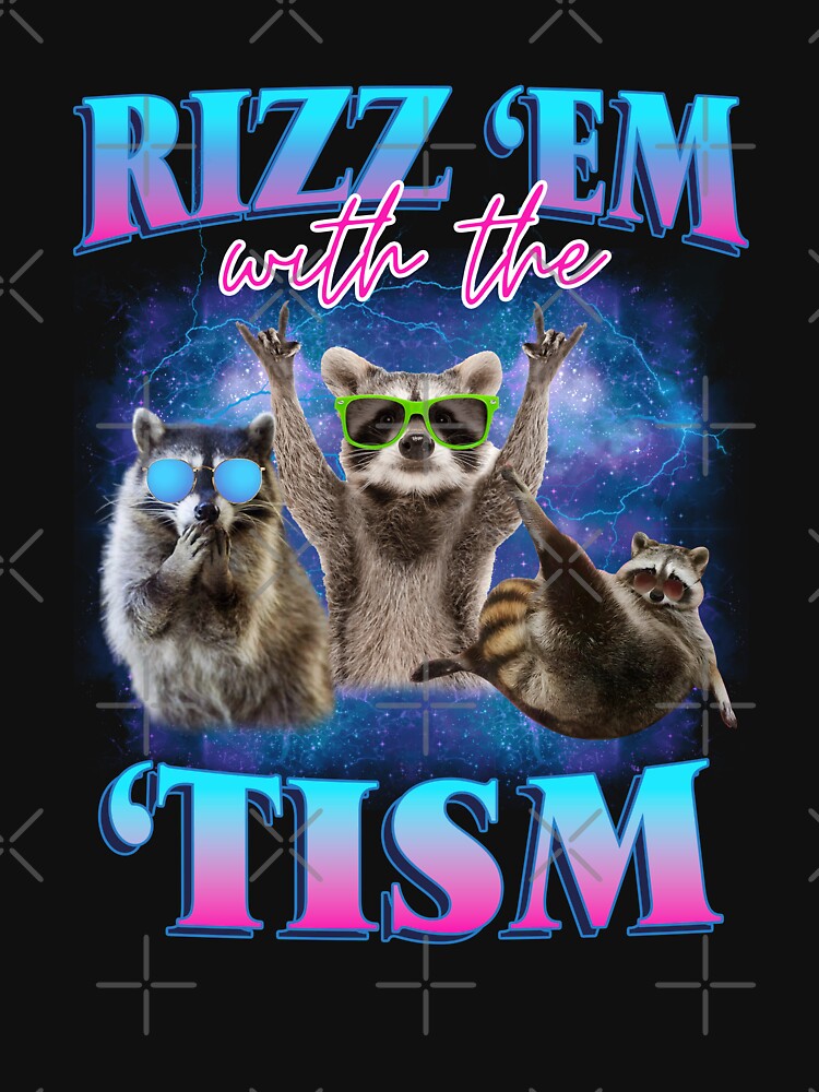 Rizz Em With The Tism Raccoon Meme Autism Awareness by LeoVargasVelha