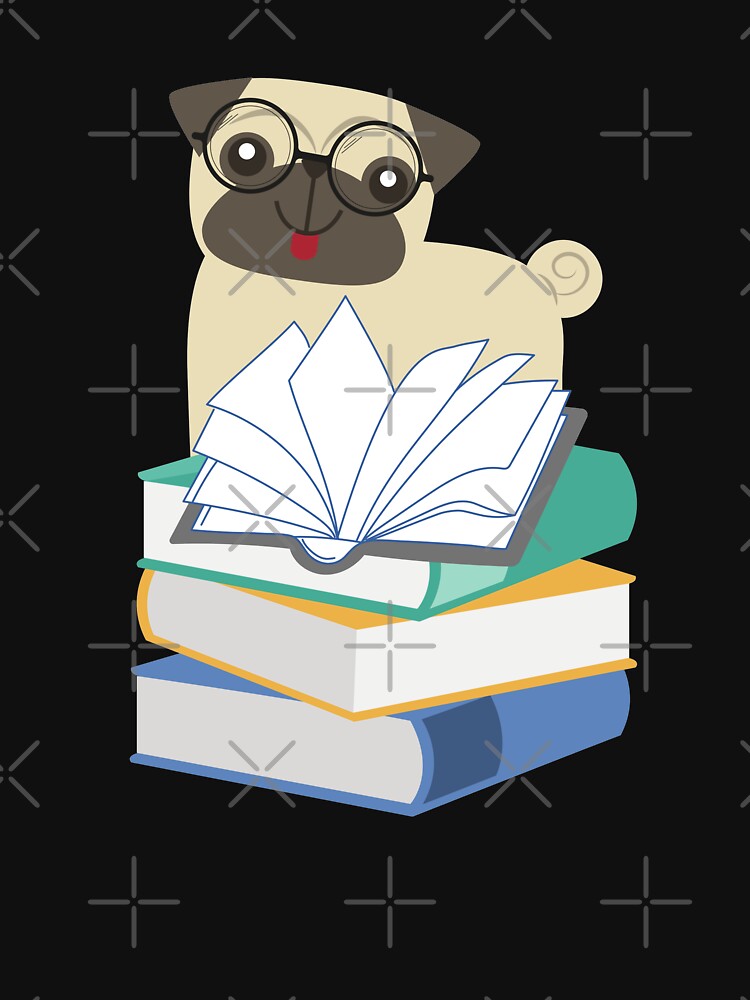 Book Lover Cute Dog With Pile Of Books by BellaVille