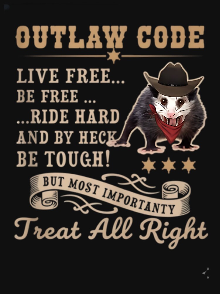 Outlaw Code Cowboy Opossum – Funny Western Meme Poster & T-Shirt by SugawaraTaikixl
