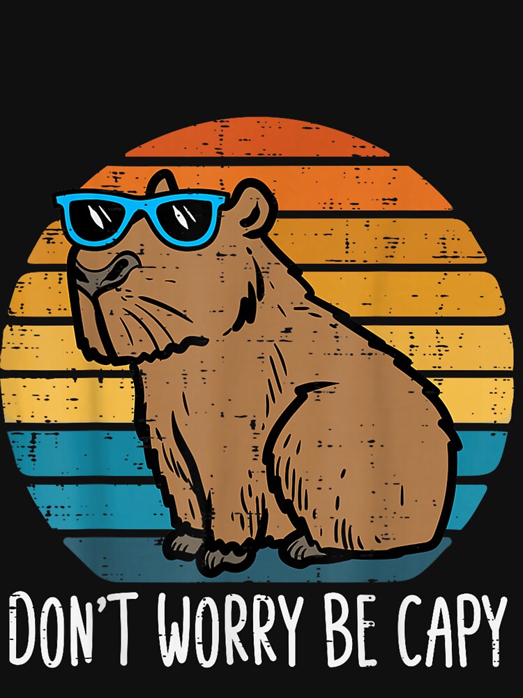 Dont Worry Be Capy Capybara Retro Men Boys Kids Youth Women Art for Men Women Kids , Capybara Gift Lover by DZIRI NAJAT