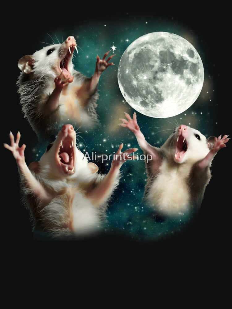 Three Opossum Moon Funny Screaming Opossum Meme by Ali-printshop