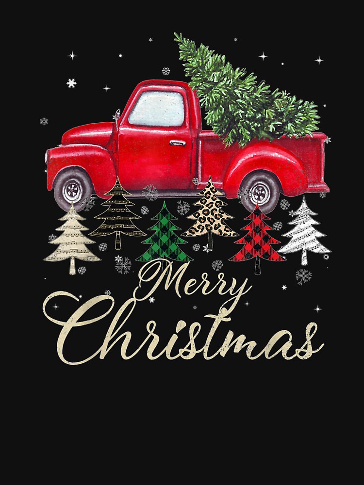 Red Truck With Buffalo Plaid And Leopard Christmas by lishakaren