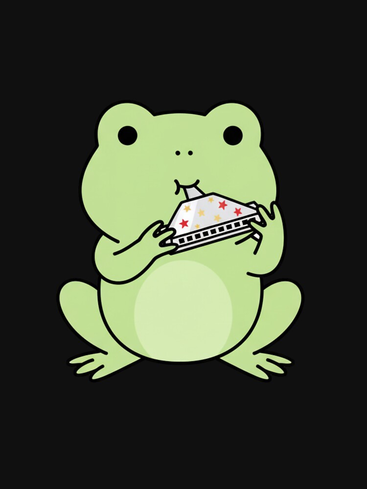 Cute Pastel Frog Playing Harmonica – Simple Christmas Kawaii Design by ColorSplash123