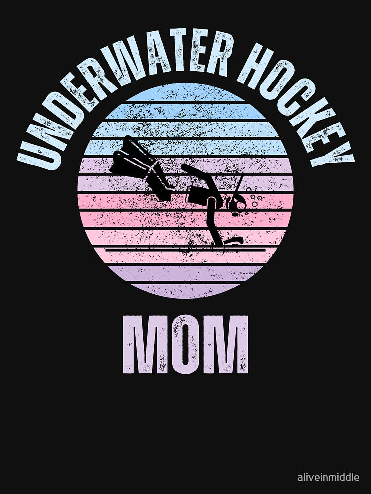 Underwater Hockey Mom with pastel retro sunset by aliveinmiddle