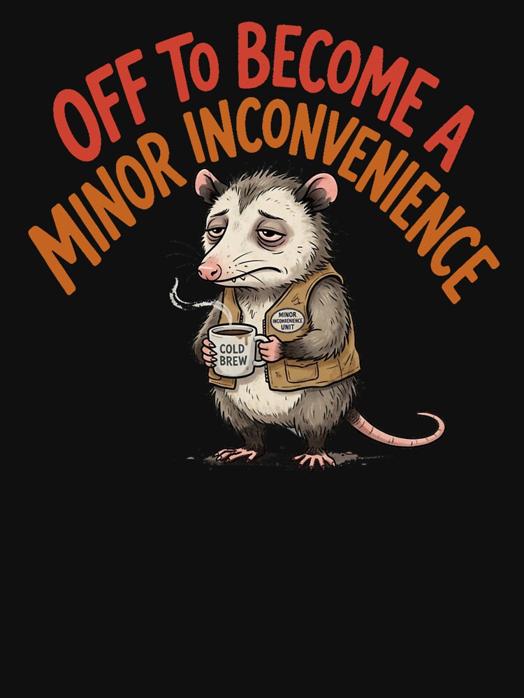 Off to Become a Minor Inconvenience – Funny Opossum Coffee Humor by PunchDrop
