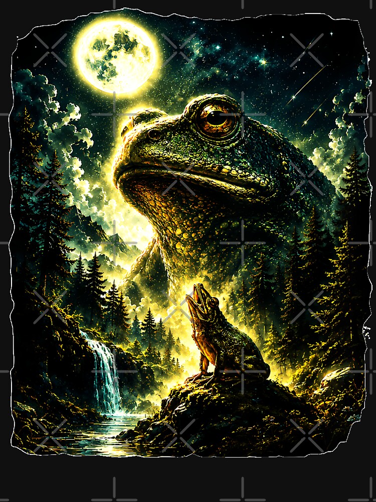 Funny Graphic Frog Howling to the Moon Retro Vintage by AddlPoolart