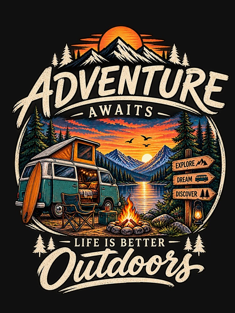 Adventure Awaits Life Is Better Outdoors by JANAWIYSTUDIO