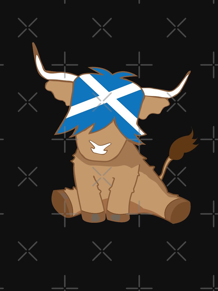 Cute scottish highland cow flag of scotland by Ayelandco