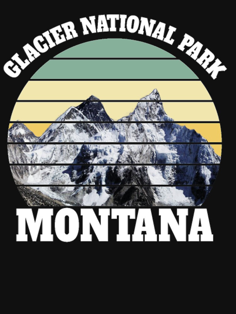 Glacier National Park Vintage Mountains Tshirt by Clavitaps