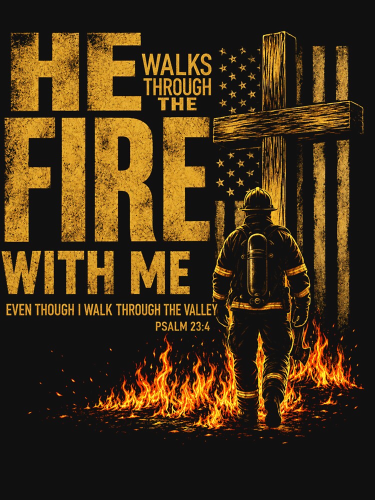 He Walks Through The Fire with Me Psalm 23 4 Firefighter by AnitaBice