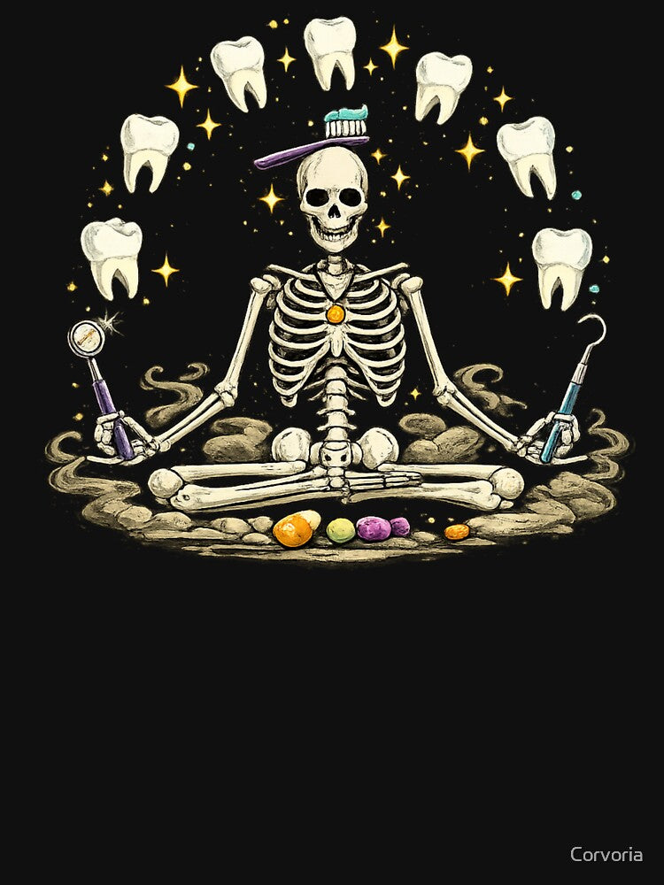 Dental Hygienist Skeleton Yoga Halloween Gift by Corvoria
