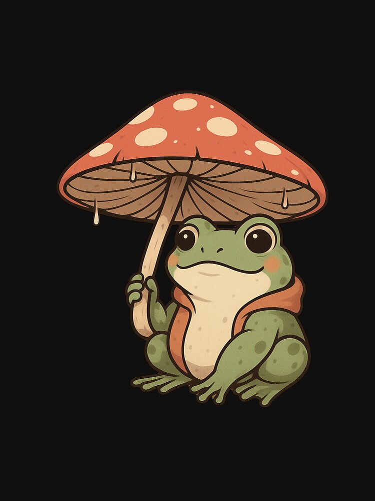 Mushroom Frog with Umbrella – Cute Cottagecore Frog in Rain | Cozy Nature Aesthetic by ColorSplash123