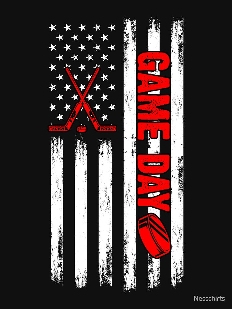 Game Day Patriotic Ice Hockey Football Fans Pride Flag by Nessshirts