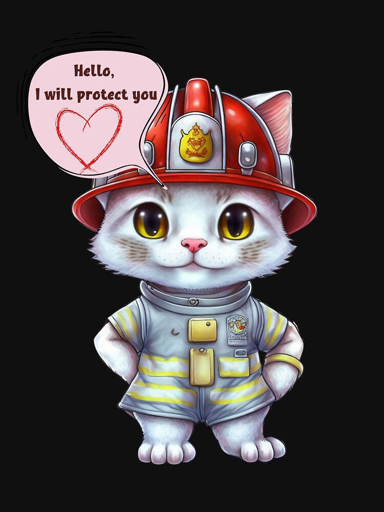 Firefighter, i will protect you, cat by HarriPaloma