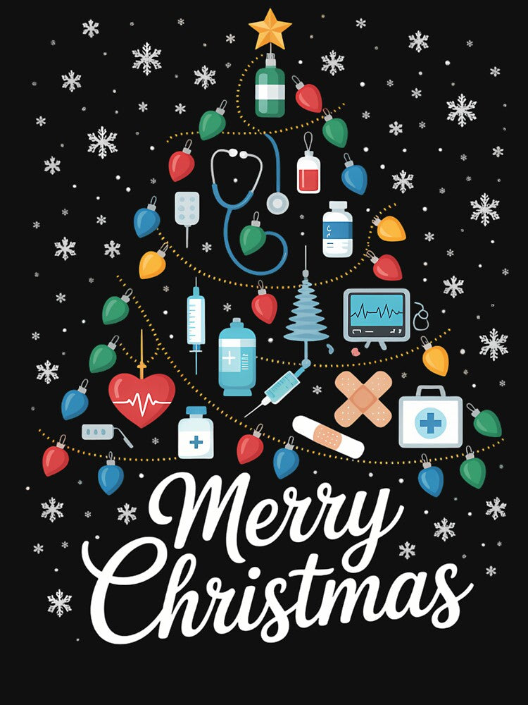 Stethoscope Christmas Tree Nurse Nursing Scrub Top Christmas by ticlitule